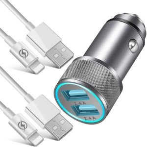 iPhone USB Car Charger - AL-Alloy Dual USB Adapter