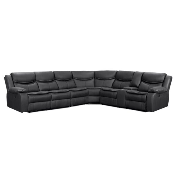 Mandan Electric Recliner Corner Sofa - Black - Image 2