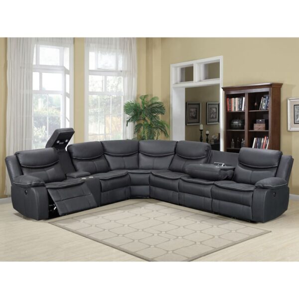 Mandan Electric Recliner Corner Sofa - Black - Image 1